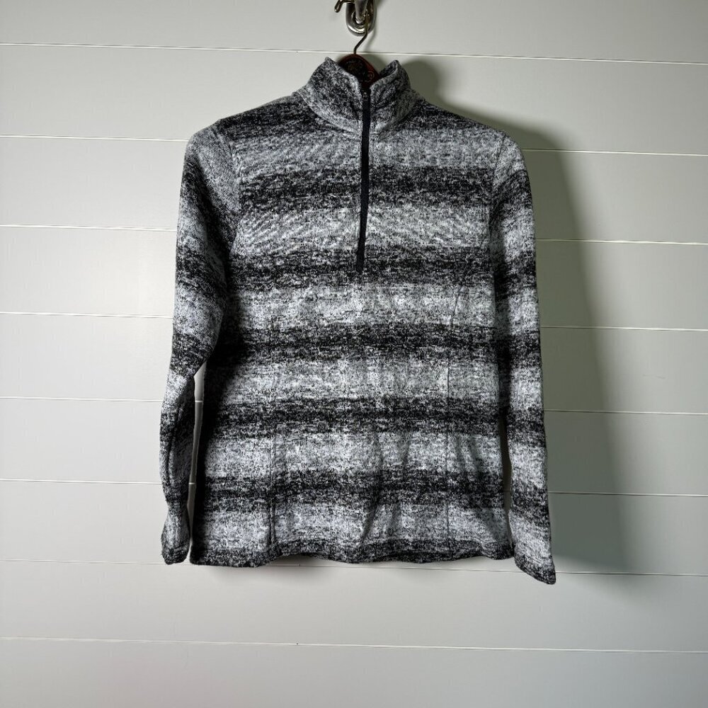 Lands End Fleece Quarter Zip- Black & White, Sz Medium, Warm